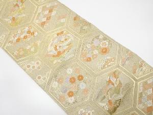 亀甲繋ぎに鳳凰・花模様織り出し袋帯